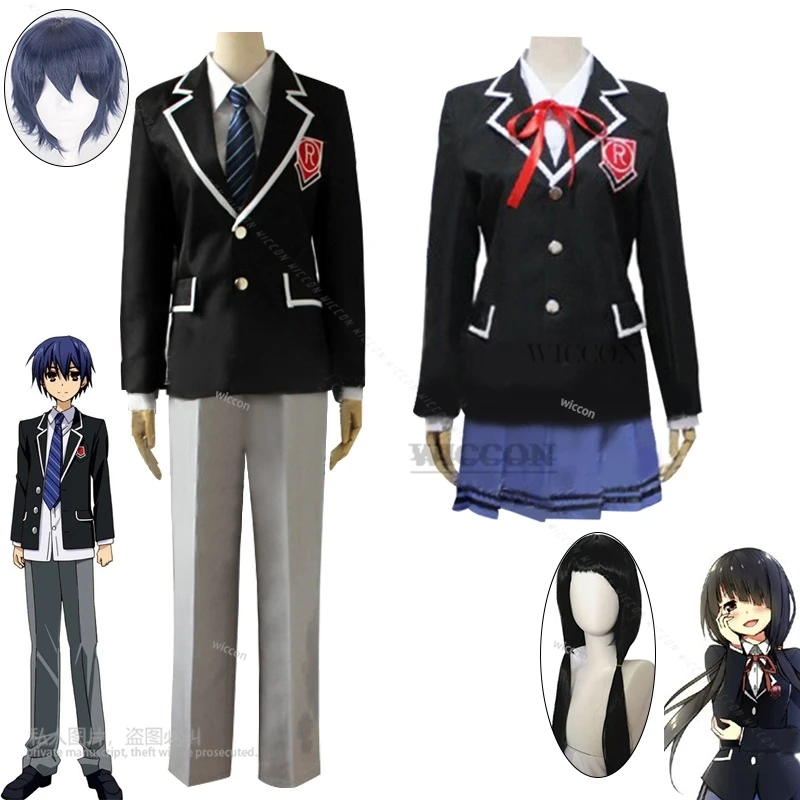 Anime DATE A LIVE Itsuka Shido Cosplay Costume wig Tokisaki Kurumi Jacket Skirt School Uniform Synthetic Wigs JK DK role playing