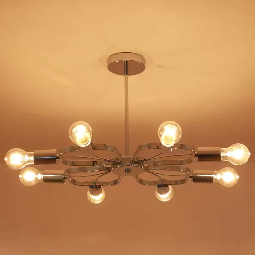 

8 Heads Pendant Lamp Multiple Rod Wrought Iron Ceiling Light Retro Industrial Loft Nordic Dome Lamp for Home Dinning Cafe Bar