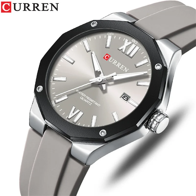 Curren 8465 new arrived style boys clock 2024 Silicone band luminous water resist date display Simple Casual watch design