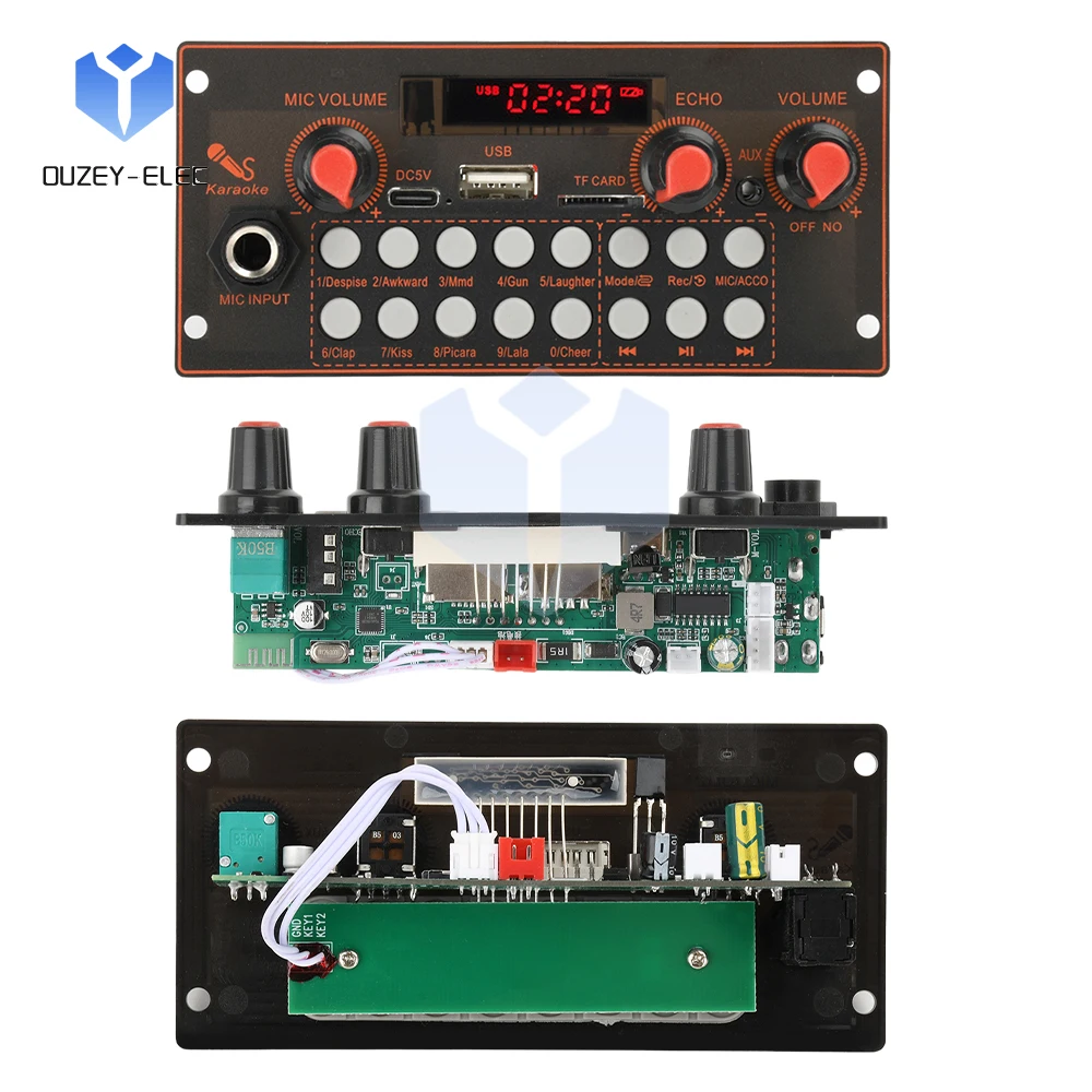 DC 5V Bluetooth Audio Decoder Amplifier 2.0 Channel Stereo 10W*2 Amplifier Board with Mic Function Wireless Remote Control