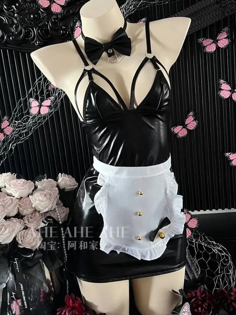 WOMENGAGA Exotische Tops Open Borst Bunny Uniform Nachthemd Sexy Kat Lederen Strakke Mini Jurk Elegante Hot Sexy Koreaanse Vrouwen M0TK