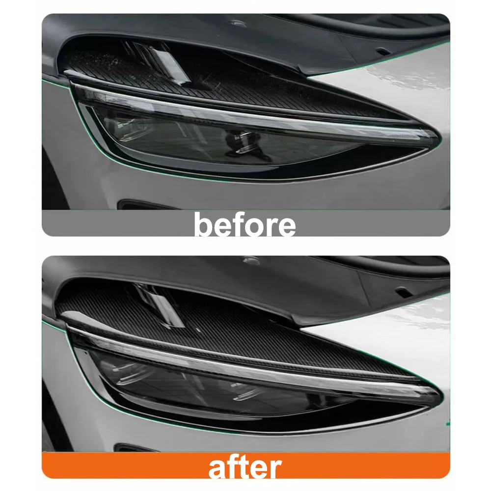 2 Pcs Carbon Fiber Pattern Lamp Eyebrow Decorative Cover For Xiaomi YU7 YU 7 2025 2026 ABS Car Accessories Sports Fashion