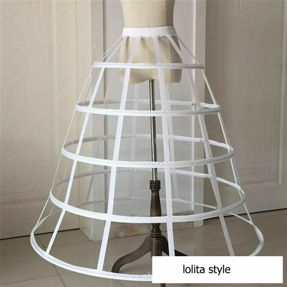 Girls Crinoline Petticoat 5 Hoop Skirt Cage Underskirt Lolita Trumpet Fishbone