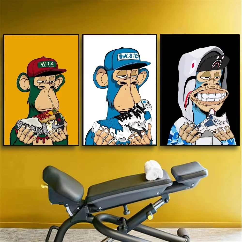 حذاء رياضة القرد المشارك لا مؤطرة المشارك كرافت نادي بار ورقة Vintage المشارك ذاتية اللصق جدار الفن اللوحة غرفة نوم دراسة ملصق