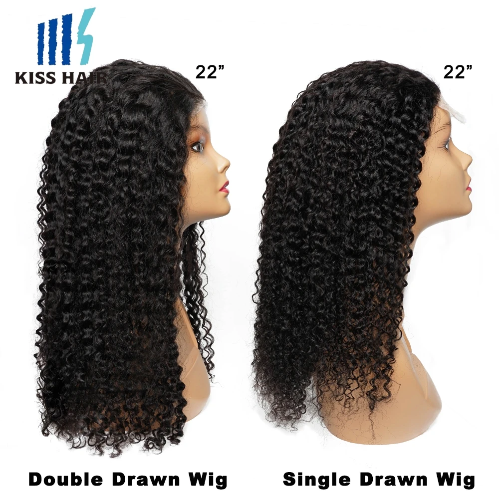 KissHair 220% Jerry Curly 5*5 Front Lace Wigs Single/Double Drawn Vietnamese Human Hair Wig Easy Wear 4*4 Lace Wigs For Women