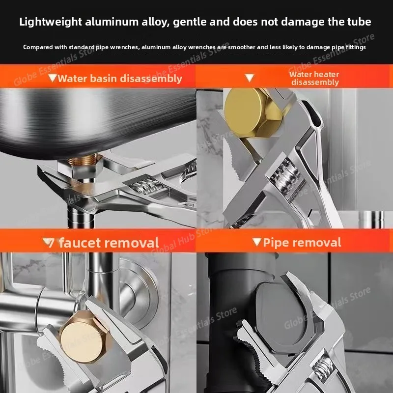 Bathroom Wrench Universal Wrench Big Opening and Toothed Anti-skid Dual-purpo for Maintaining Bathroom Facilitie