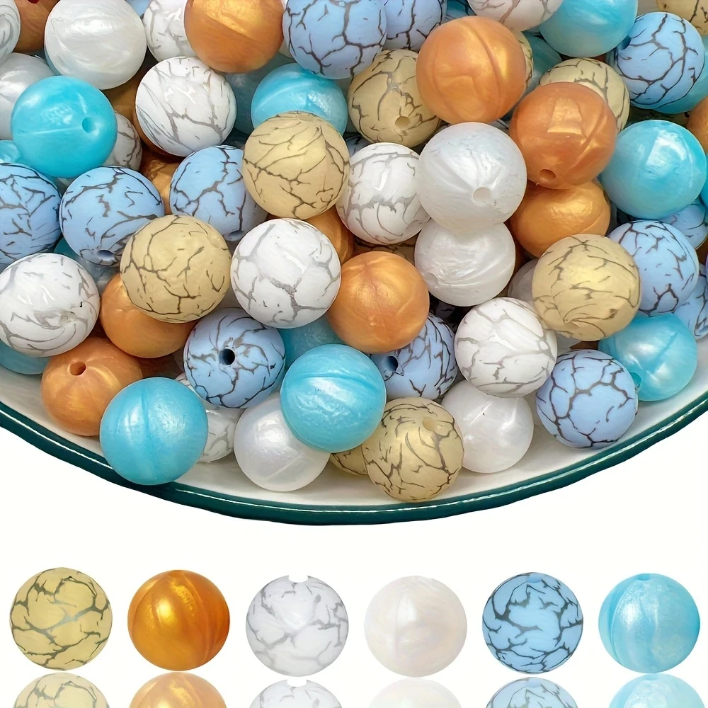 20/39PCS Cracked Silicone Bead Set, Perfect for DIY Handmade Crafts Such as Keychains, Necklaces, Bracelets, Etc