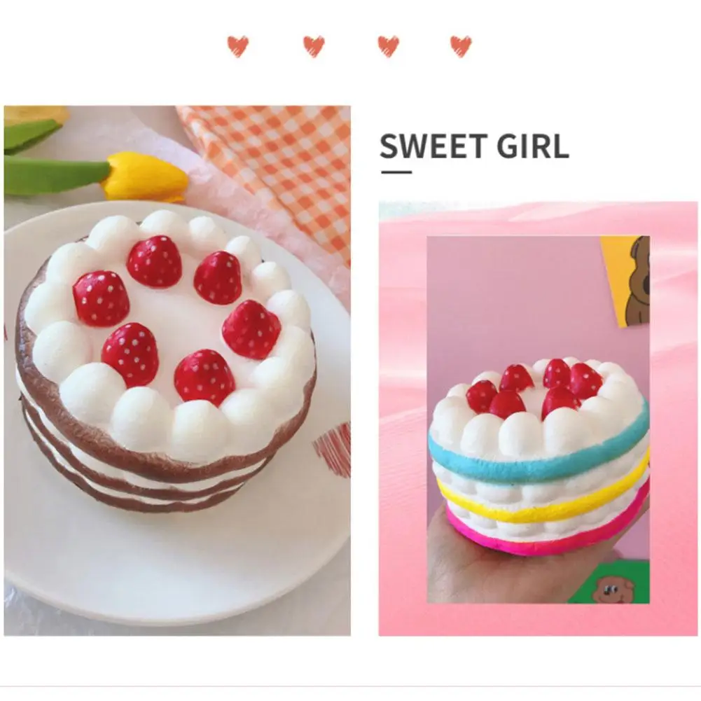 Strawberry Cake Model Slow Rebound Decompression Toy Unzip Toys Creative Stress Pinch Toys Birthday Simulation Food Cake Re Z8J8