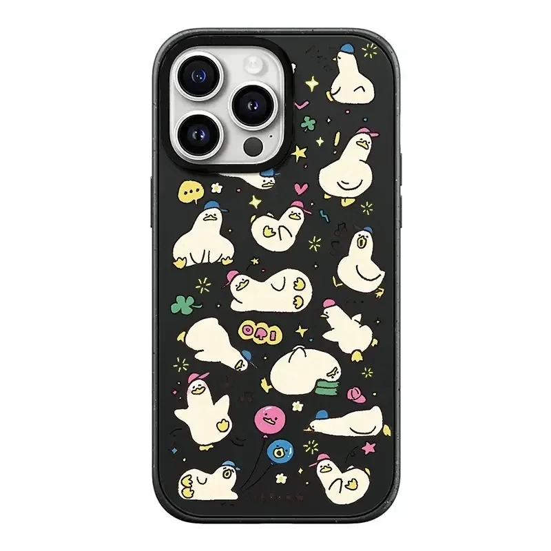 

Cute Duck Black Frosted Phone Case Cover for IPhone 13 14 15 Pro Max Case