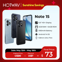 HOTWAV Note 15 Ultra-Thin Smartphone 6.6'' HD+ Android 14 OS 8(4+4)GB+64GB Octa-Core Mobile Phone 13MP 5160mAh Cellphone