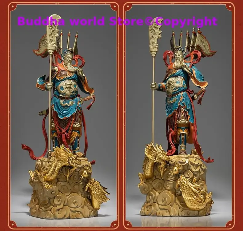 Huge Asia TOP grade GOOD LUCK God of wealth gold 9 Dragon GUAN GONG Mammon Bronze statue HOME Shop Company CAI SHEN Patron saint