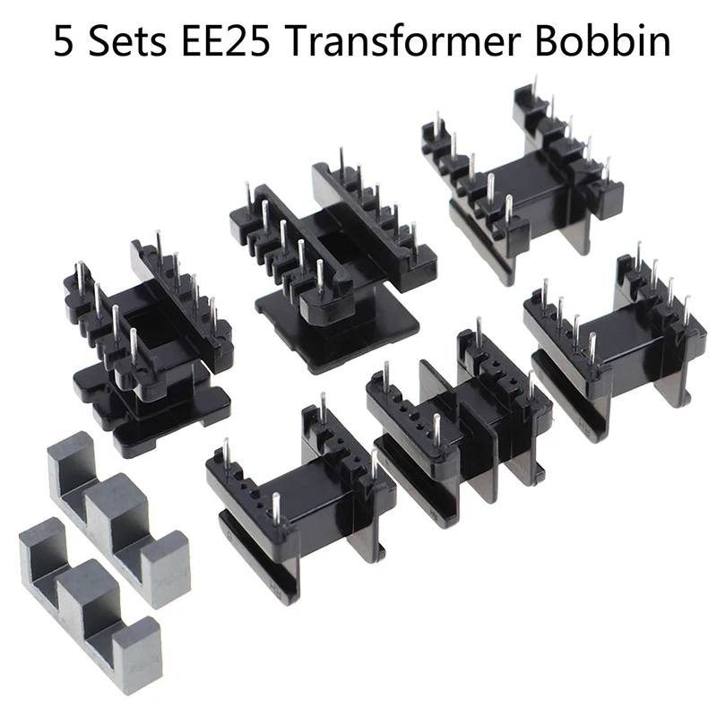 5 Sets EE25 4Pin 8P 10P Transformer Bobbin PC40 Ferrite Core Vertical Horizontal