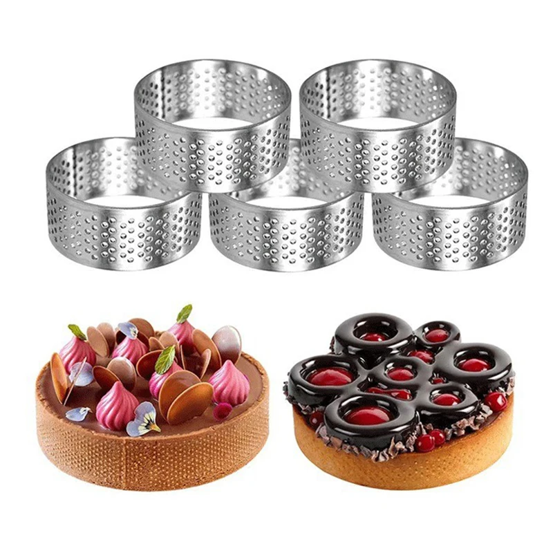 5/8/12/16/20CM Stainless Steel Perforated Round Tart Mol French Flan Ring Baking Mold With Holes Breathable Baking Tool For Past