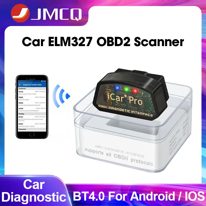 JMCQ OBD2 OBD 2 Scanner Car Diagnostic Tools ELM327 V2.3 BT3.0 for Android BT4.0 for Android/IOS Fault Code Reader