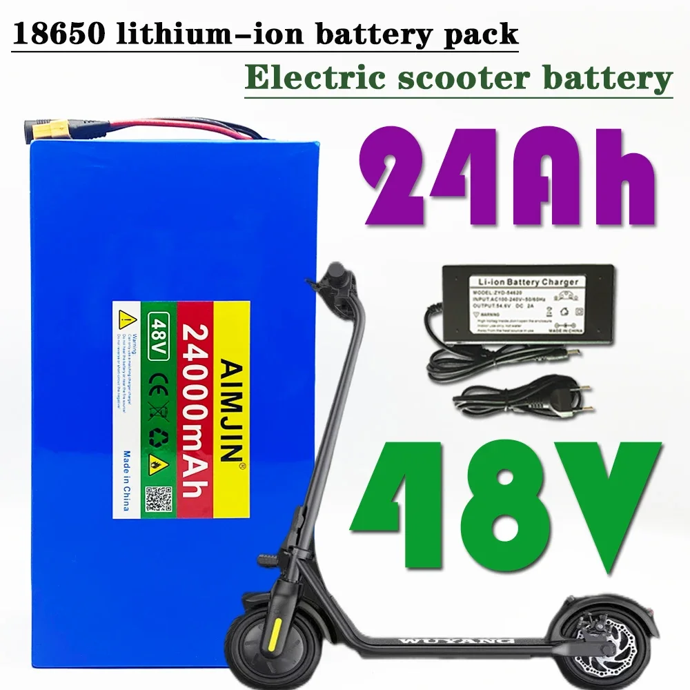 

48V 24000mAh 13s6p lithium-ion battery pack 48V 24000mAh 2000W electric battery, built-in 50A BMS+charger