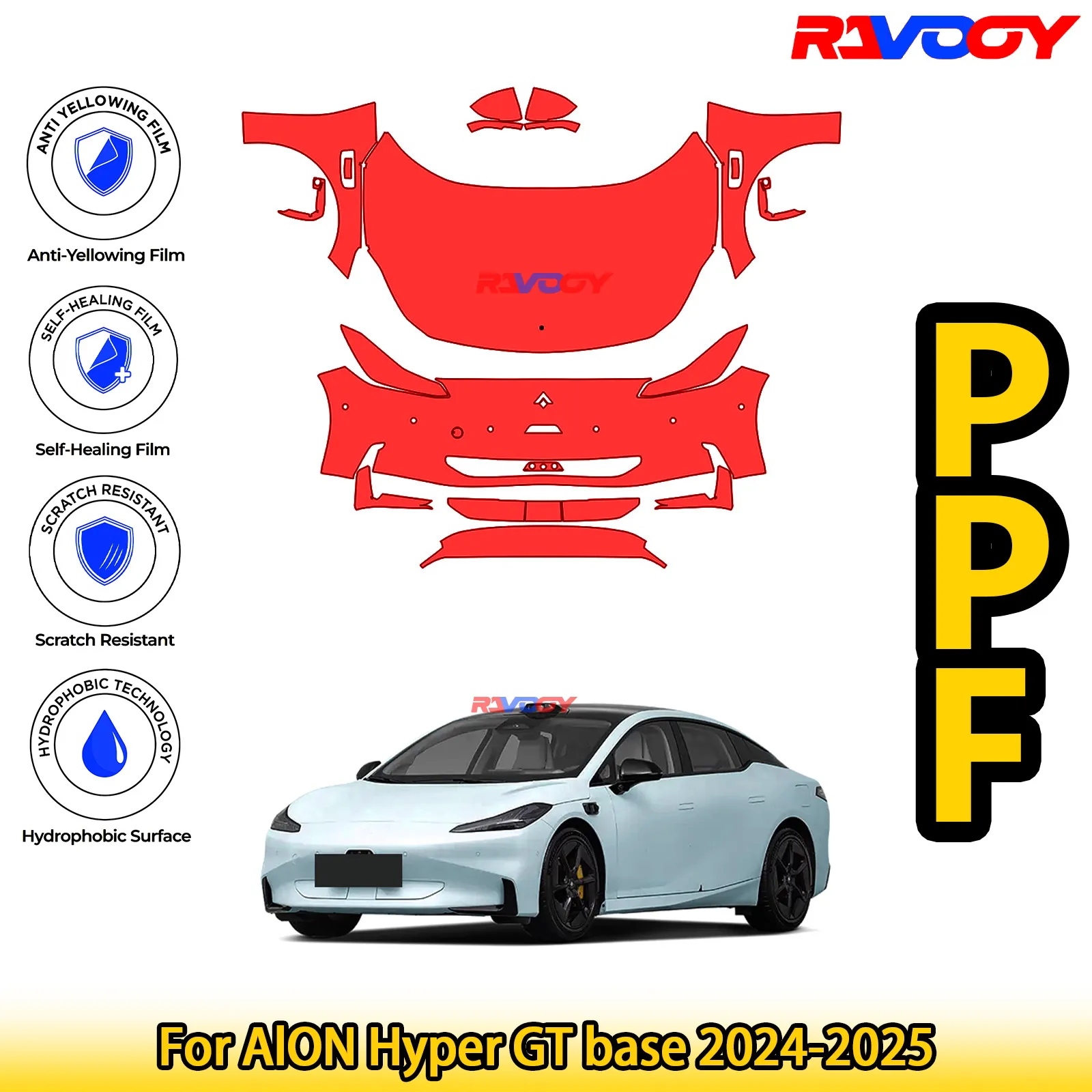 

For AlON Hyper GT base 2024-2025 Glossy Matte Black Precut front PPF Kit Paint Protection Film