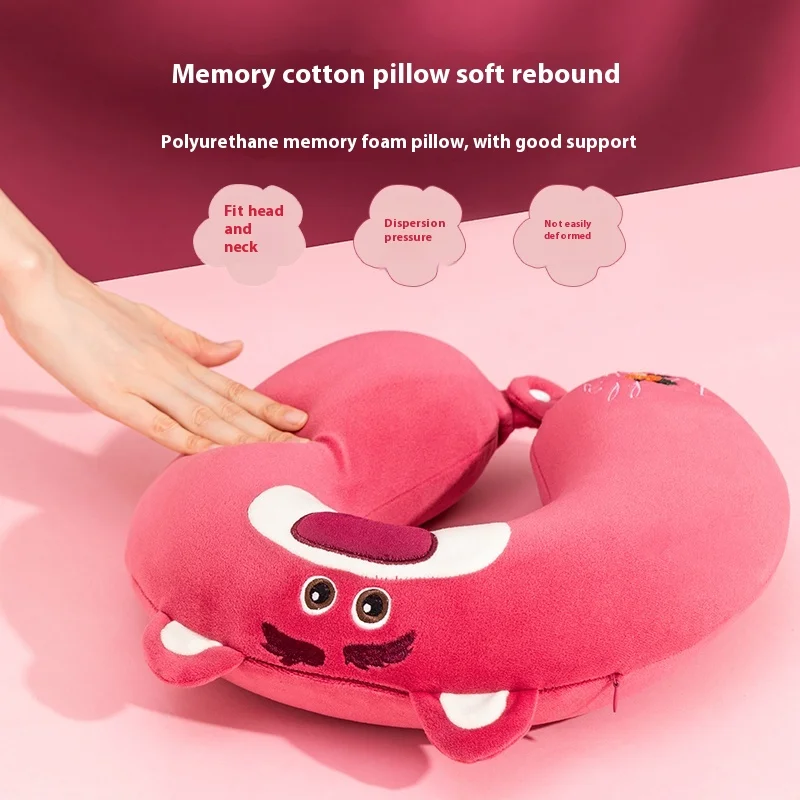 Miniso Strawberry Bear Series Memory Cotton Comfort U-Shaped Pillow Kuromi Neck Protector Neck Travel Portable Pillow Nap