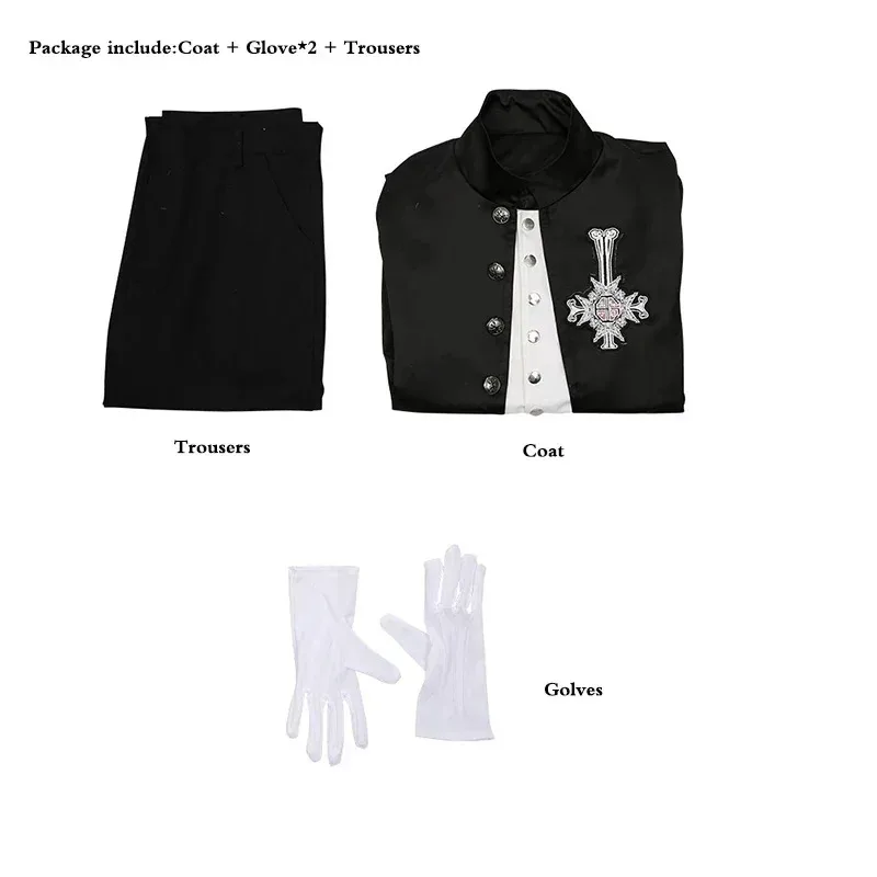 أنيمي بابا الفخري مستوحاة تأثيري شبح B.C. زي البدلة الصليب بروش الكبار الرجال هالوين كرنفال زي الخريف طويل C72b