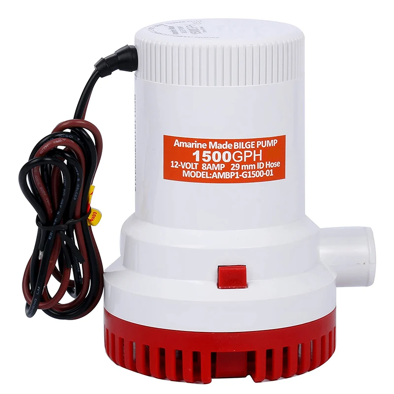 1500GPH 12V Non-Automatic Corrosion-Resistant Anti-Airlock Protection Submersible Marine Boat Bilge Pump Water Pump