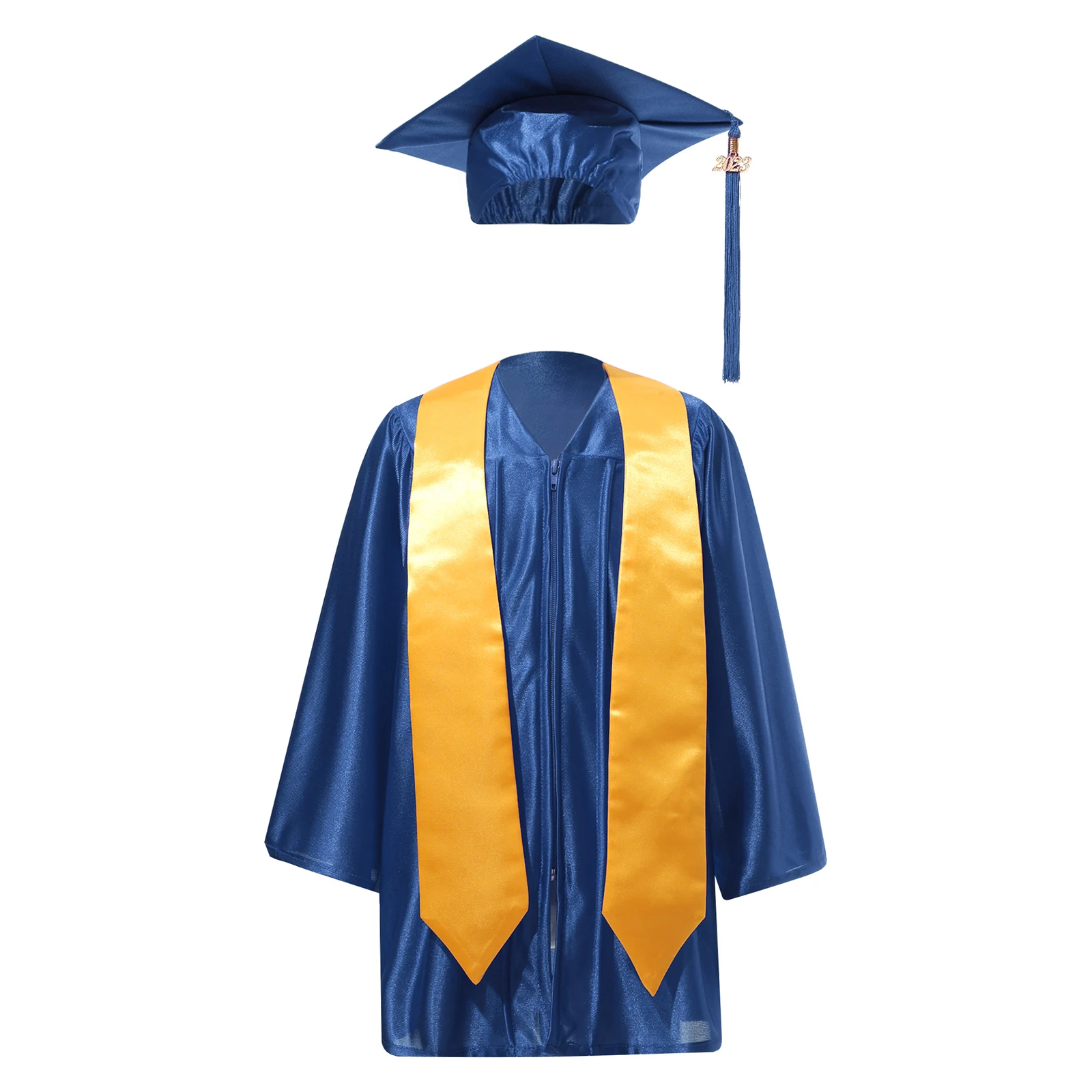 Children's Academic Dress School Graduation Uniform Kids Preschool Kindergarten Graduation Gown+Cap with Tassel+Graduation Sash