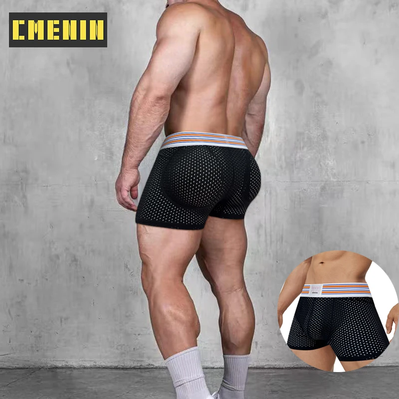 

CMENIN 1Pcs Sexy Hip Pad Men's Boxers Briefs Men Cotton Underwear Breathable Mesh Mens Underpants Bikini Gays Man Panties Trunks