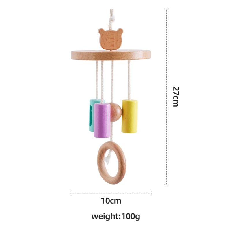 Baby Bed Bell Toy Hanging Toy Newborn Wooden Montessori Toy Color Cognition Education Music Toy Holder Bracket Bed Accessories