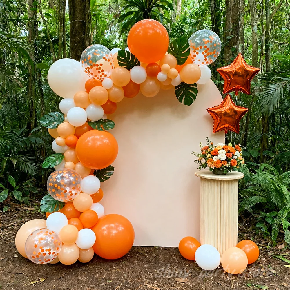 

76pcs Orange Balloon Confetti Set Baby Birthday Party Arch Decoration DIY Wedding Festival New Year Event Anniversary Decoration