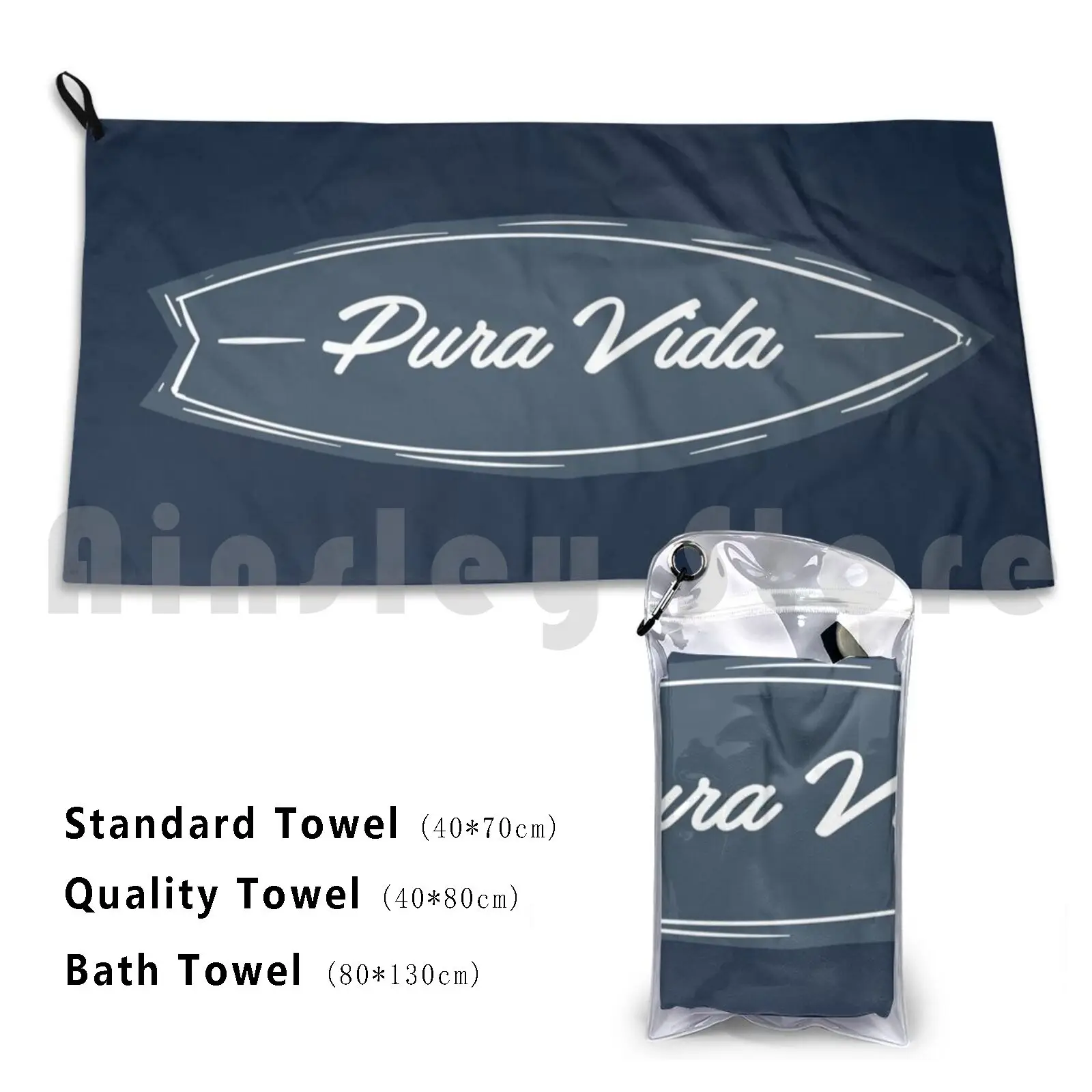 Pura Vida Surfboard Typography Custom Towel Bath Towel Place Name Surf Surfing Resort Beach Tourist Word