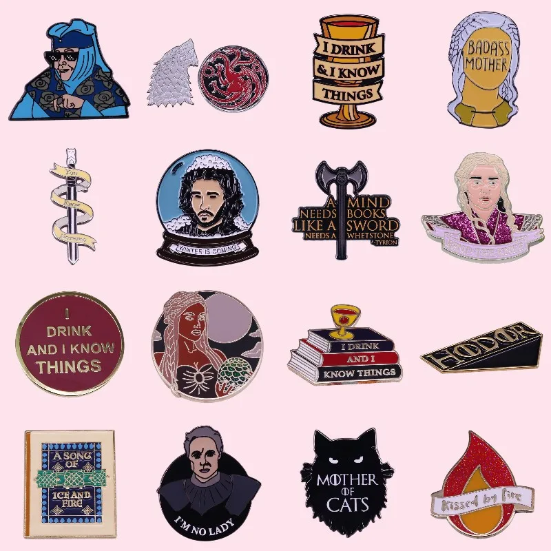 American TV Show Thrones Feminist Enamel Pins Custom Animal Cat Brooch Lapel Badges Backpack Jewelry Gifts for Friends Wholesale