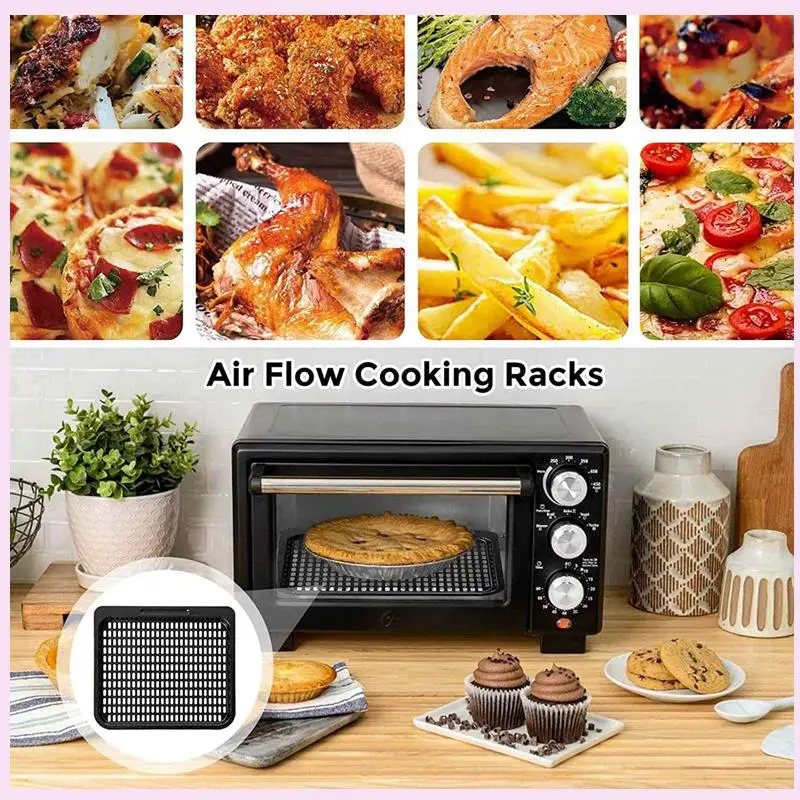 

B25B 4PCS Cooking Tray Replacement, 10 QT Mesh Cooking Rack Air Fryer Accessories , Air Fryer Oven, Dishwasher Safe (10 QT)