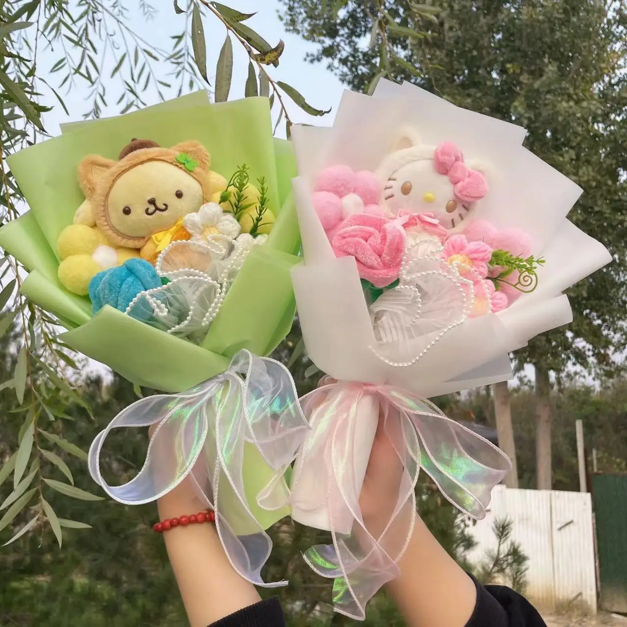 Kuromi Cinnamoroll KT ตุ๊กตาแมวดอกไม้สร้างสรรค์ช่อดอกไม้วันวาเลนไทน์ของขวัญวันเกิดจบการศึกษา