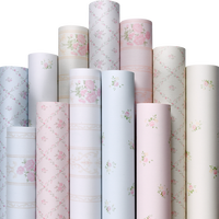 Wallpaper Self-adhesive Moisture-proof Pastoral Flower Living Room Bedroom Waterproof Erasable Wall Sticker Home Decoration