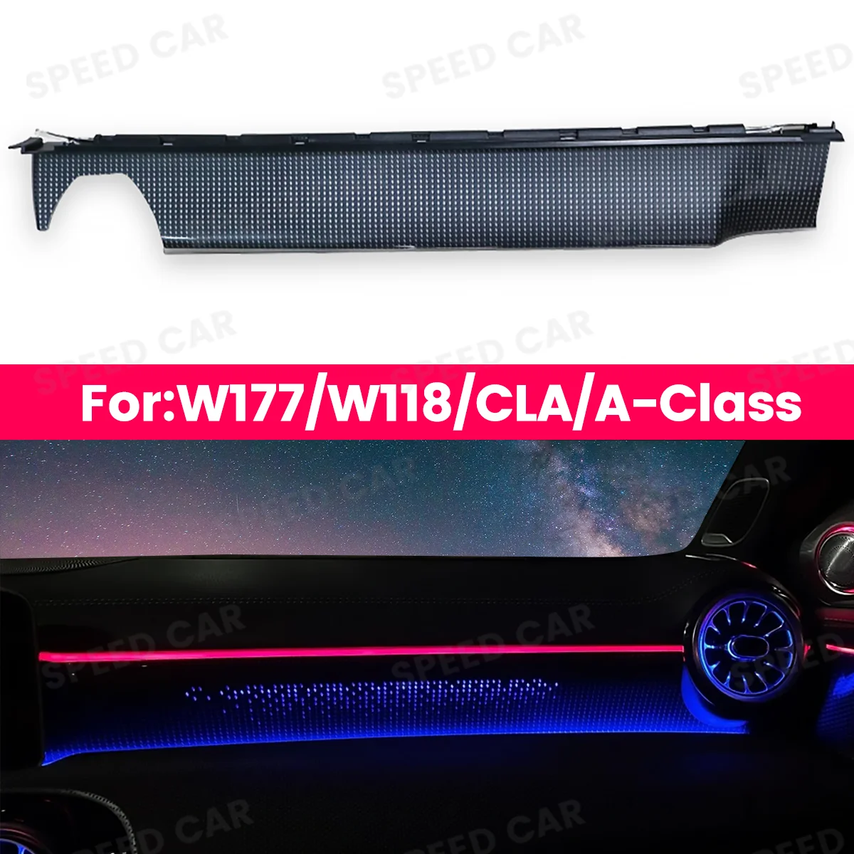 64 Color LED Co Pilot Starlight Decorative Panel For Mercedes Benz A Class W177 W118 CLA Automotive Dashboard Decorative Light