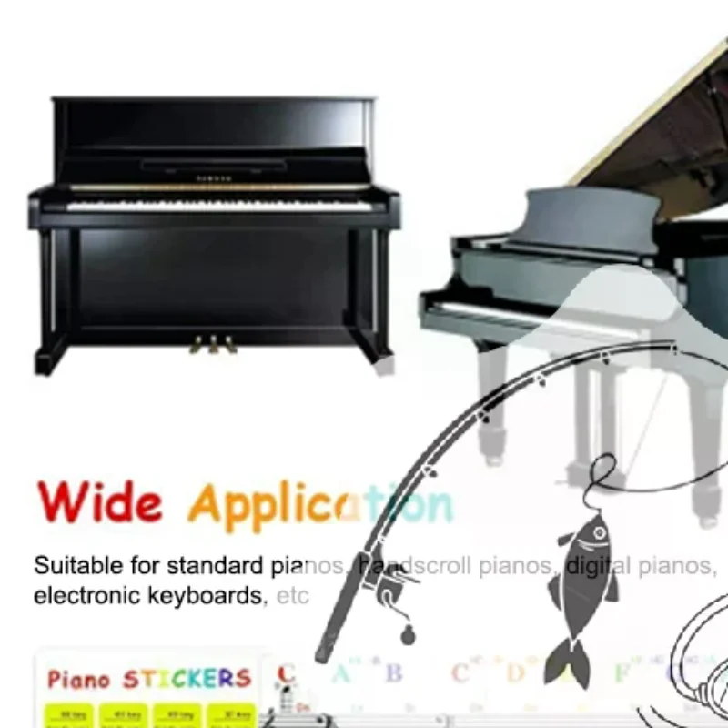 54/61/88 Key Piano Stickers Transparent Piano Keyboard PVC Sticker Piano Stave Electronic Keyboard Name Note Sticker Accessorie