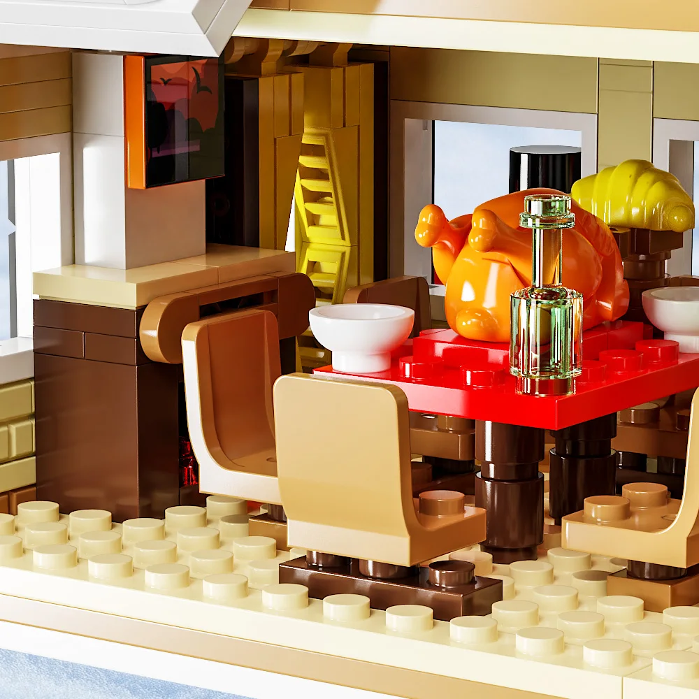 HEISS! Weihnachtliches Haus-Bauset, kompatibel mit Lego, Geschenke für Jungen, Mädchen, Familie und Freunde – Detail 5