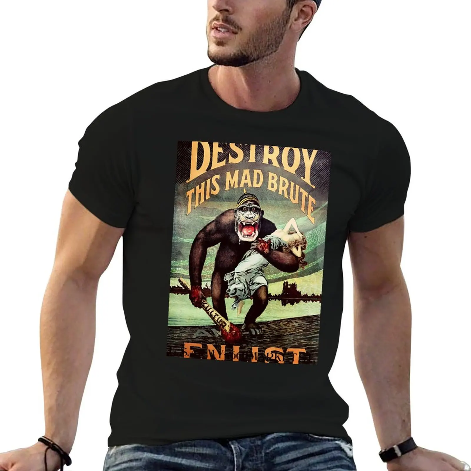 

Destroy this mad brute Enlist T-Shirt man t shirts high quality luxury brand t shirt man luxury T-Shirt