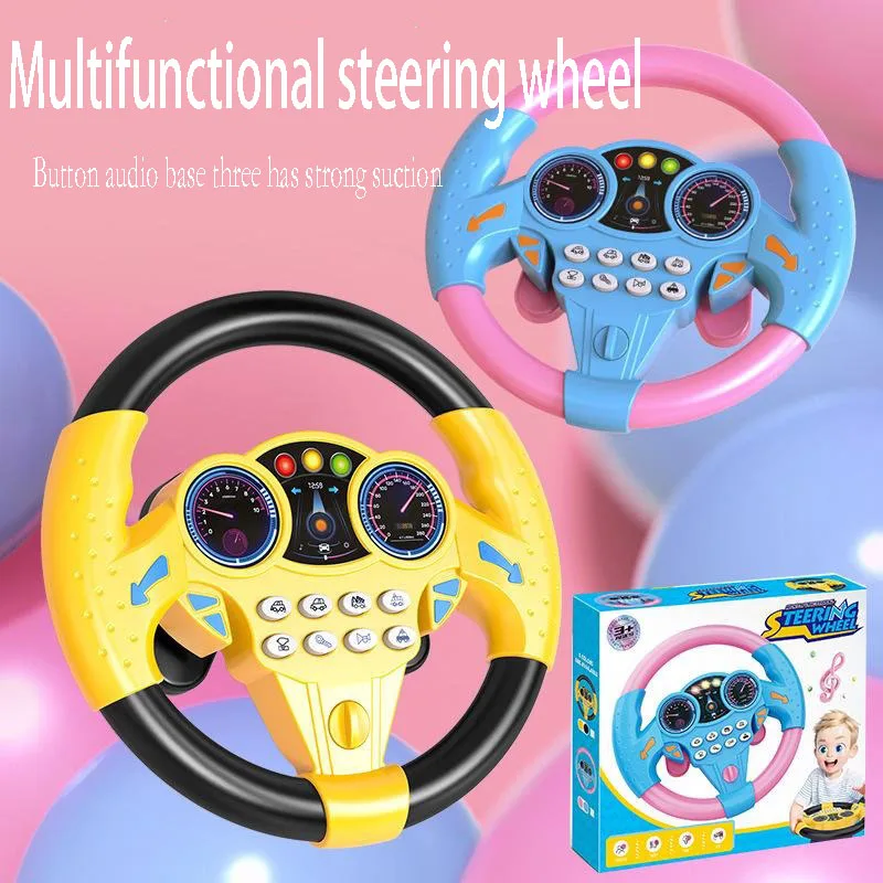 

Большой игрушечный руль для детей с присоской, имитирующий вождение, с музыкой и звуковыми эффектами, интерактивный, для автомобильного кресла, подарок для путешествий
