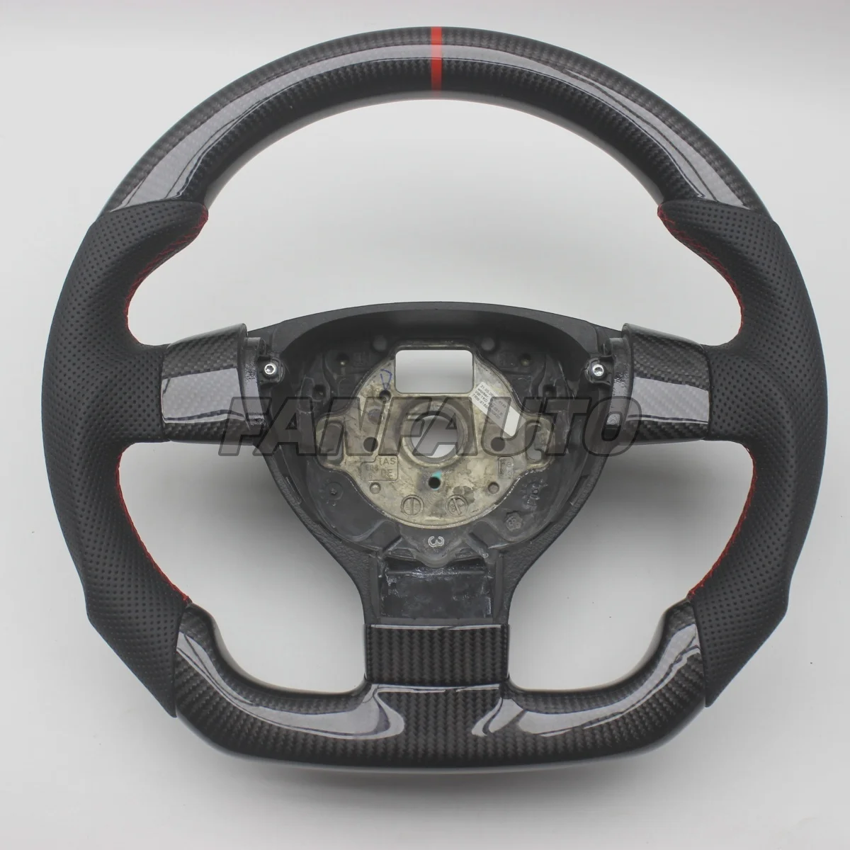 Vervanging Real Carbon Fiber Stuurwiel met Leer voor VW Volkswagen Jetta Mk5 Golf5 GTI R32 EOS Passat B6 Bora Caddy