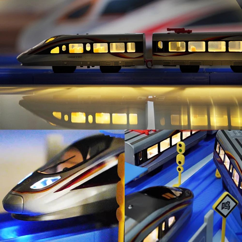 لعبة قطار Fuxing CR400AF-Z مجموعة قطار سبيكة لعبة كهربائية 3 أقسام مسار السكك الحديدية لعبة أطفال هدية