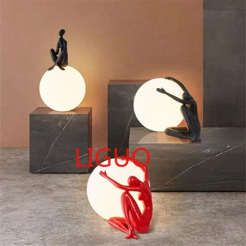 Italian table lamp Moon  Creative humanoid Living Room Bedroom Bedside Dimming room decors aesthetic Light