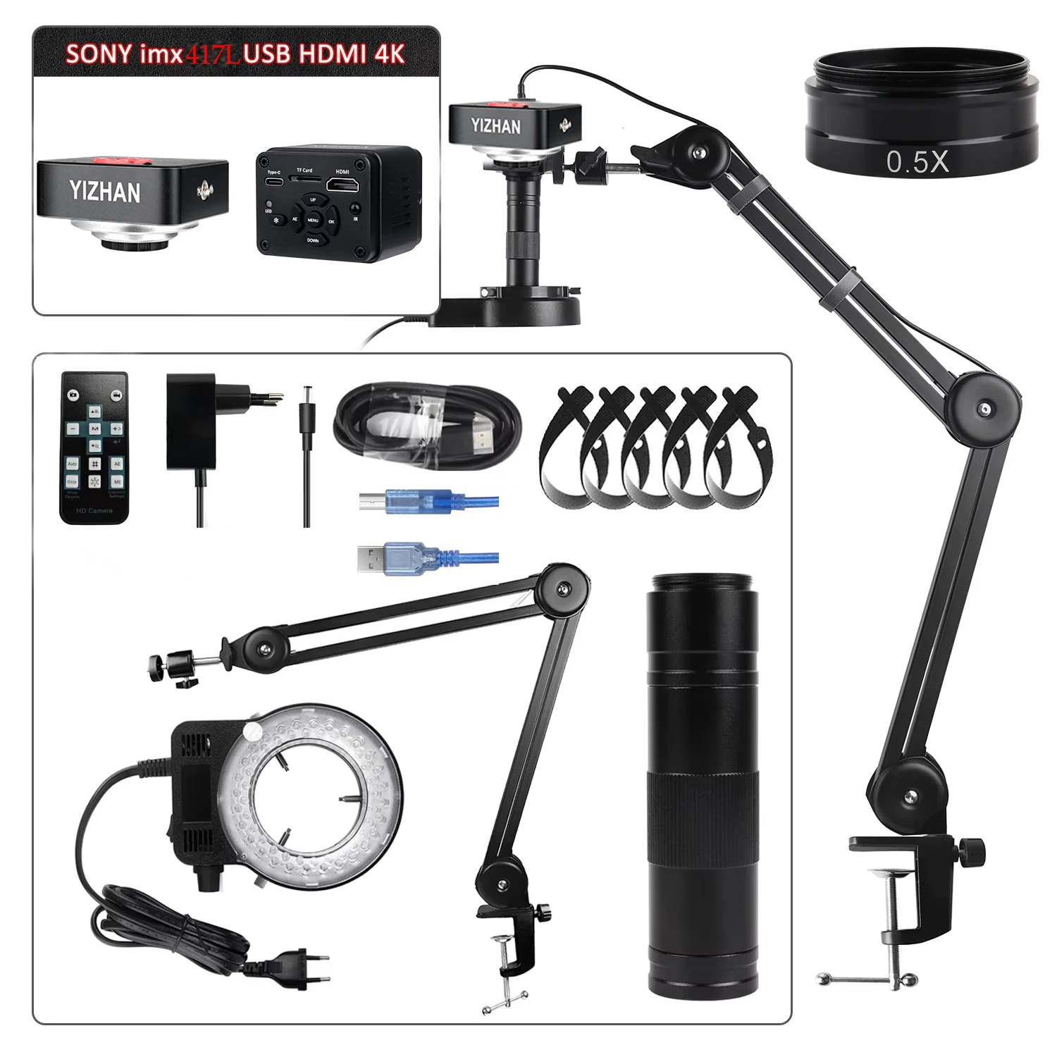 

YIZHAN 4K HDMI Type-C Digital Microscope Sony IMX415L 60MP Ultra HD 60FPS Sensor Industrial Camera Welding Stand Repair industry