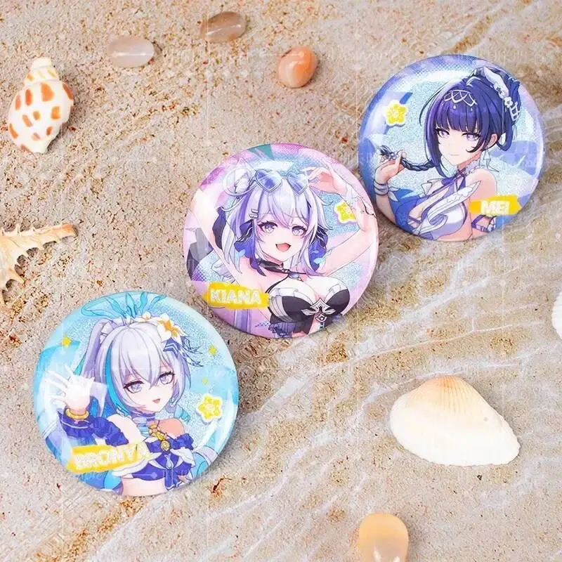 게임 Honkai Impact 3 코스프레 Kiana Bronya Raiden Mei 아크릴 스탠딩 플레이트 배지 레이저 티켓 장식품 컬렉션 선물
