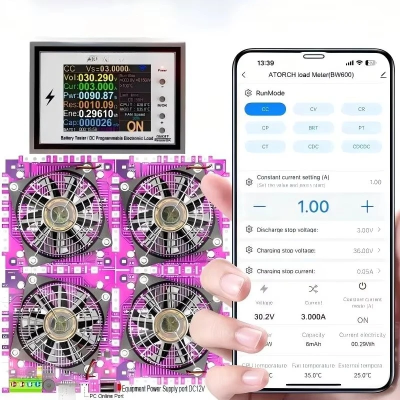 

BW600 DC1-200V WiFi Tuya Electronic Load Indicator Battery Tester 18650 Pack Capacity Monitor Checker USB Charging Tools 50A