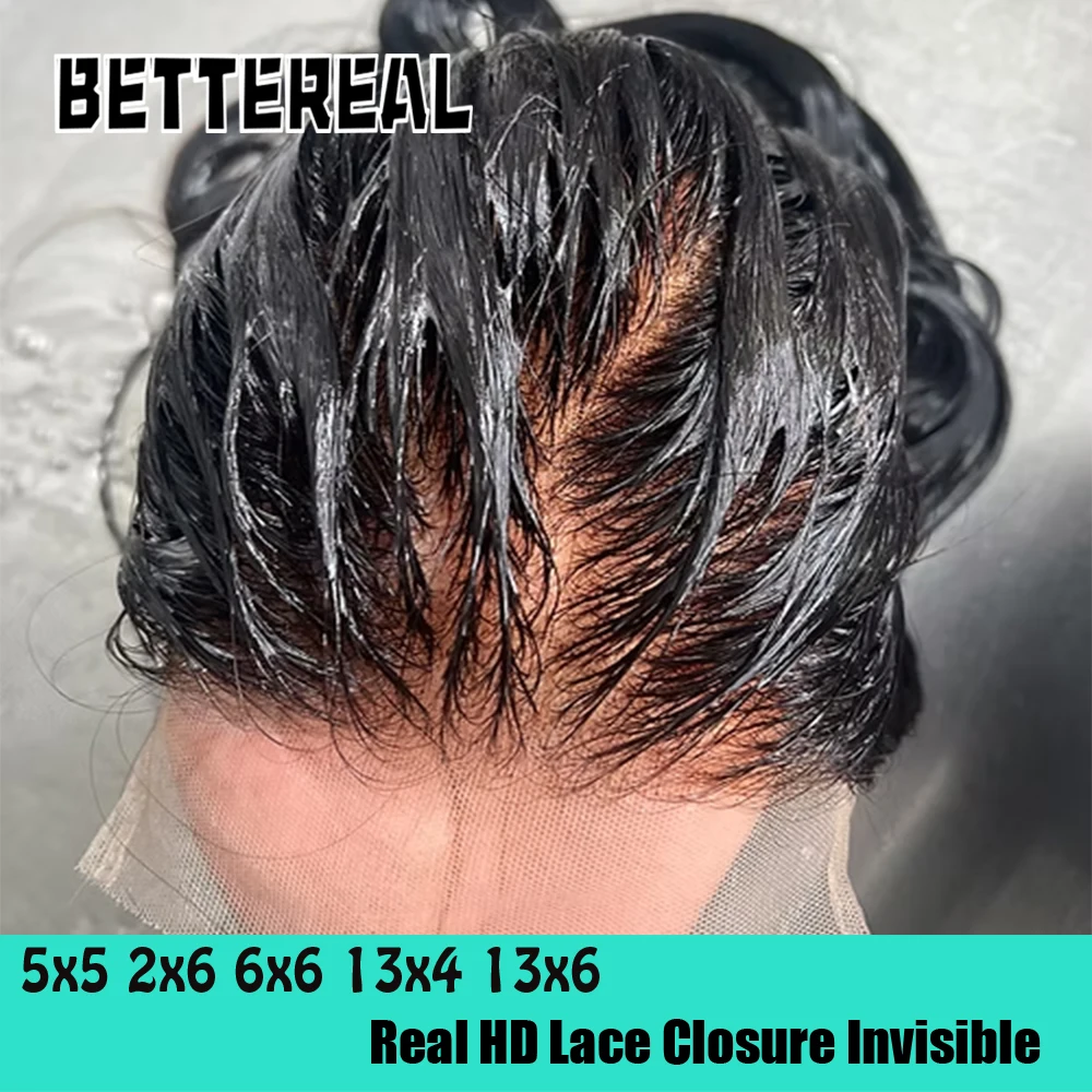 

Real HD Frontal 13x4 13x6 Only Invisible Melt Skin Lace Closure HD 5x5 6x6 2x6 Raw Human Hair Lace Closure Body Wave & Straight