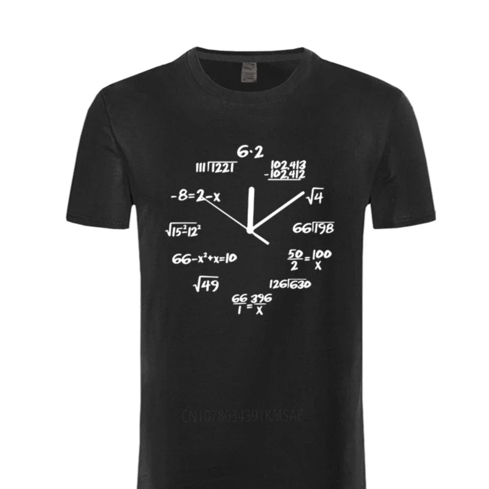 Math Clock Popular Tee Shirt Summer Cotton Short Sleeve Retro Harajuku Streetwear T Shirt Men Plain T Shirts