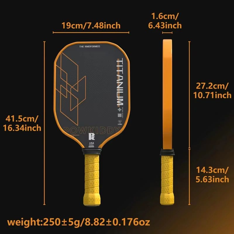 Pickleball مجداف التيتانيوم الألياف الكربون نسج الحرارة الضغط المتكاملة هجوم نوع المهنية مضرب 16mm PP العسل الأساسية!