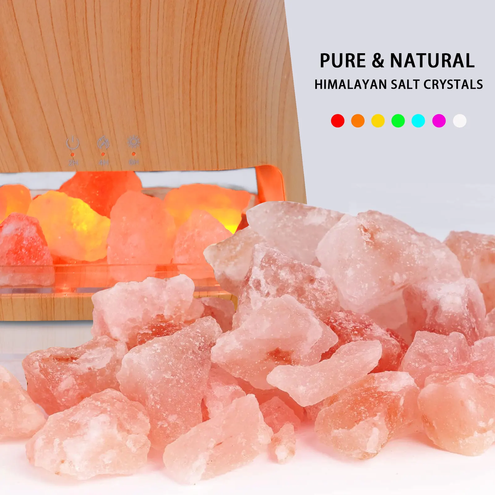 USB Himalayan Salt Rock Humidifier Diffuser with Color Changing Light 260ML Cool Mist Maker for Dry Skin Baby Room Office Desk