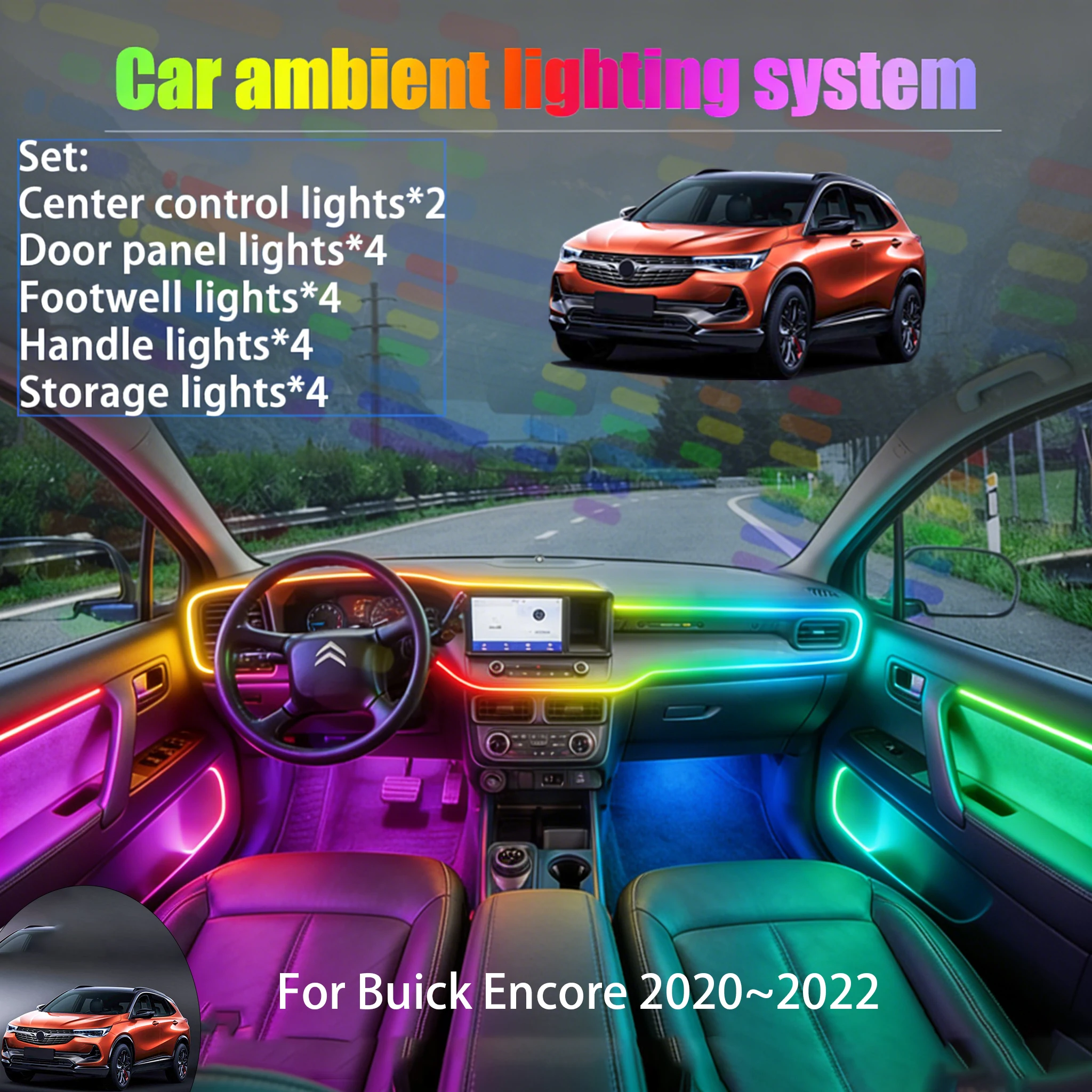 

Для Buick Encore 2020~2022 MK2: Комплект светодиодной подсветки салона и багажника 2/18 в 1, USB RGB, с эффектом бегущей строки, автозапчасть