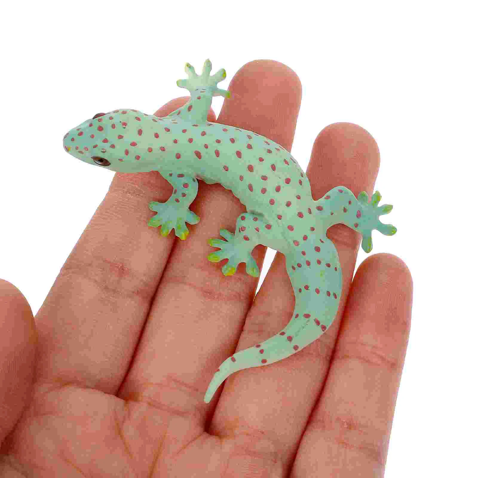 2 Pcs Animal Simulation Gecko Model Realistic Lizard Figures Recognition Glass Figurine Decor Child