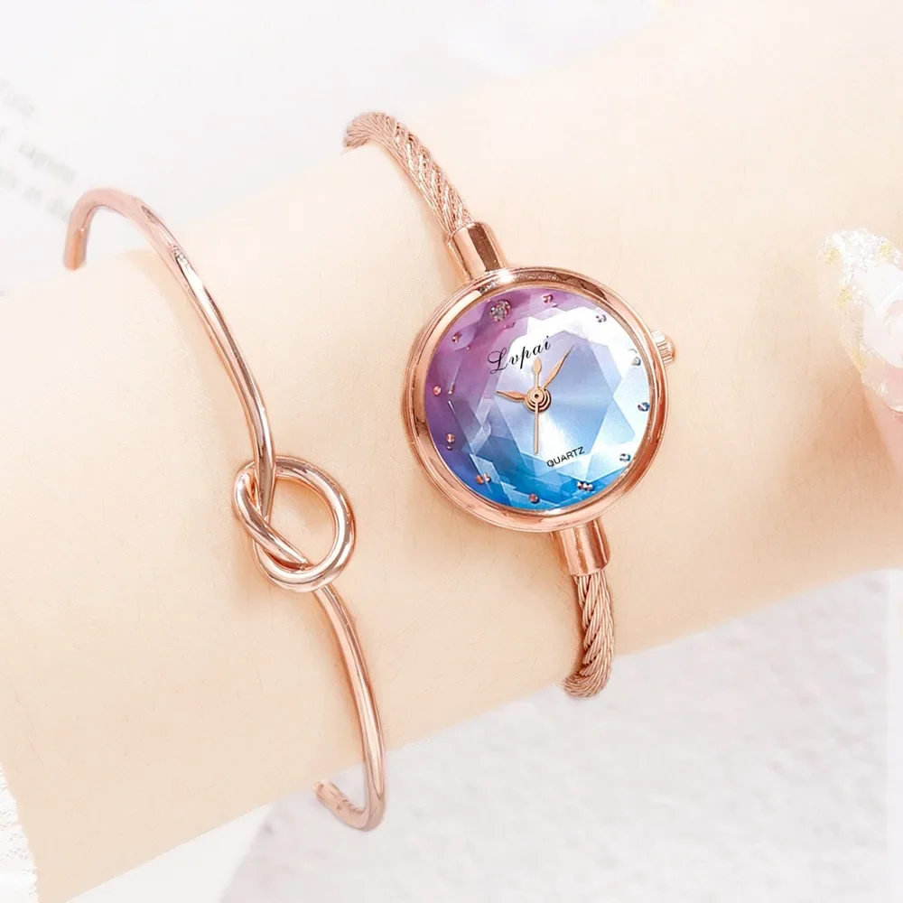 

Women Watch Bracelet Gold Casual Small Watch Golden Geometric Glass Surface Colorful Wristwatch Ladies Quartz Clock Reloj Mujer